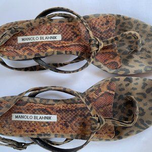 Manolo Blahnik Leopard Print Thong Sandal